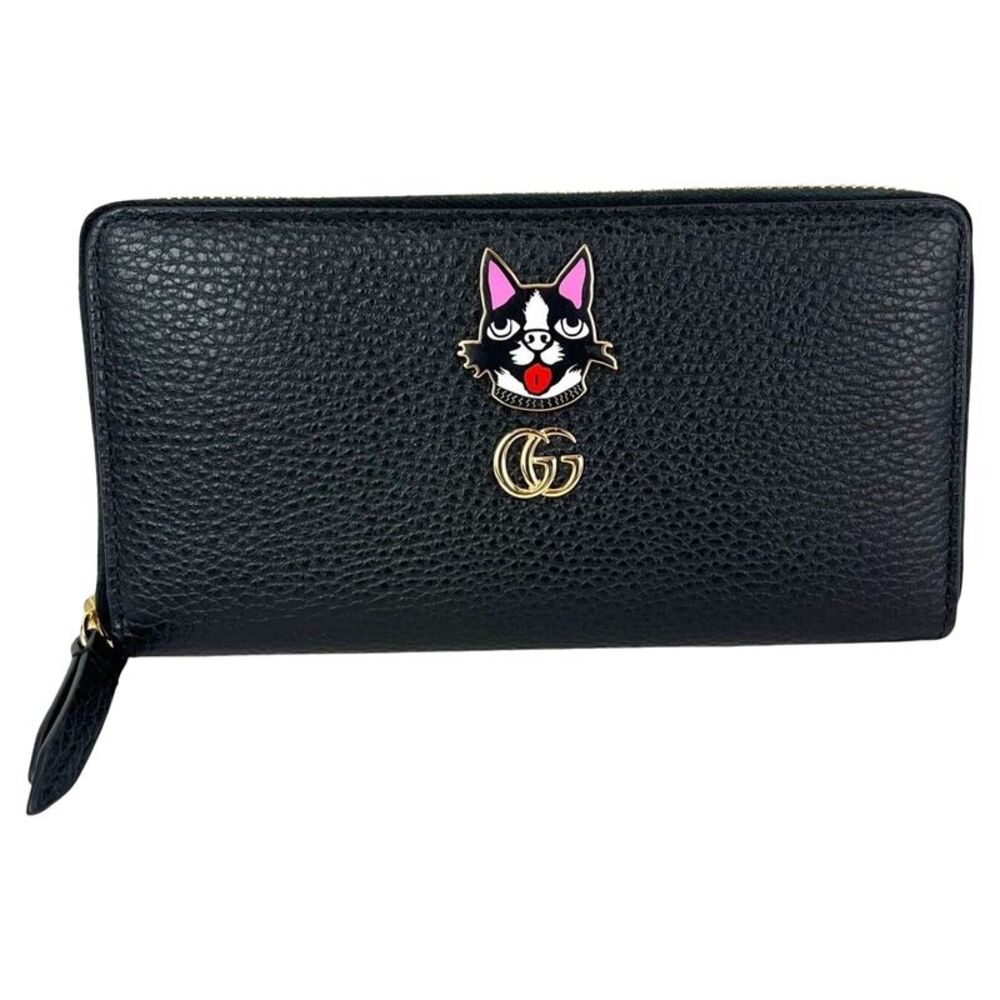 Gucci GG Black Marmont Bosco Continental Zip Around Wallet